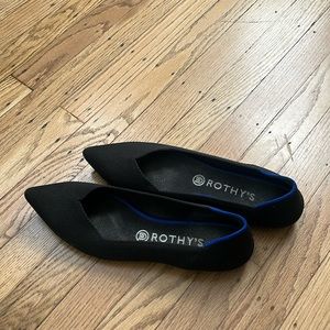 Rothy’s The Point Flats 9 Black classic soft flexible washable